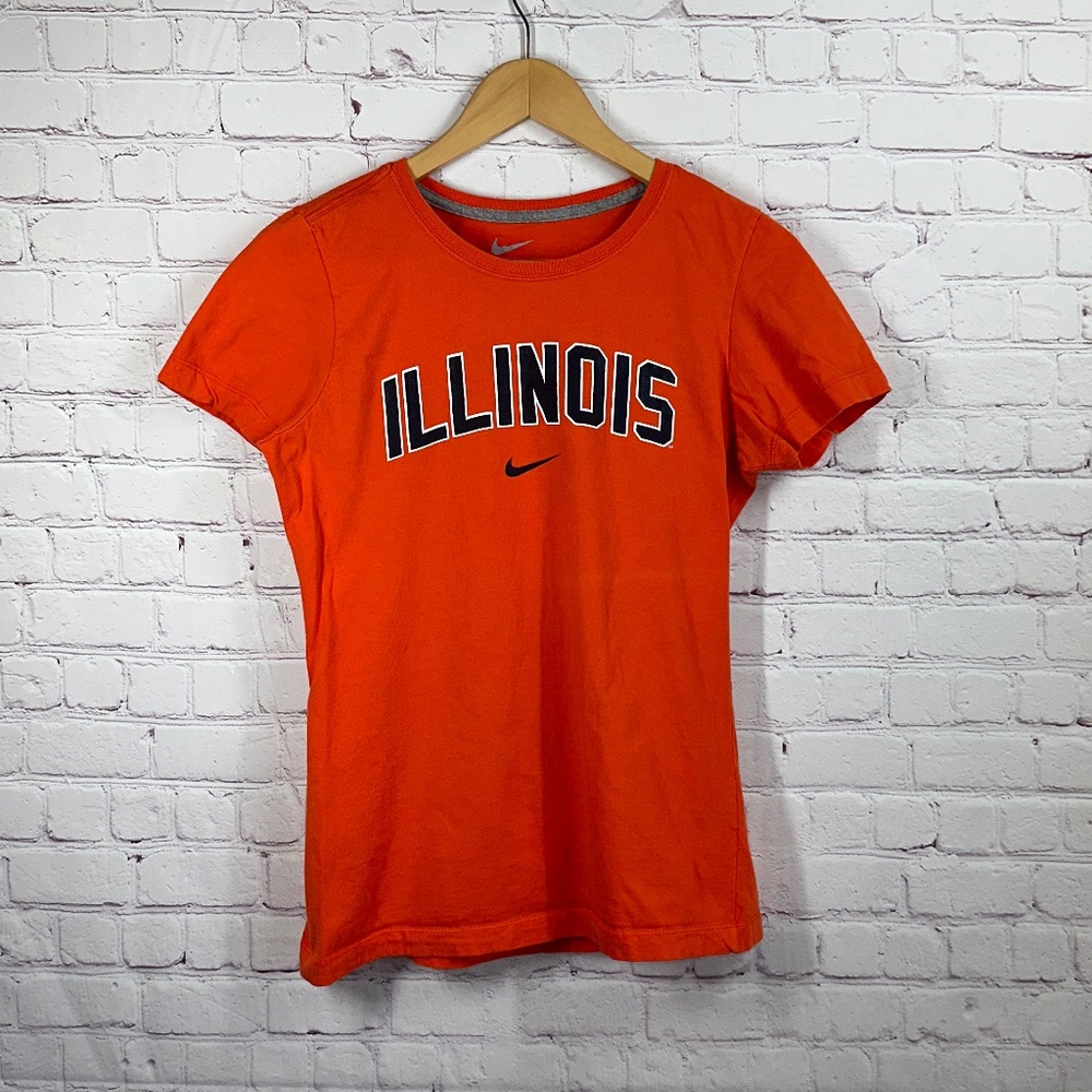 Nike Women's Slim Fit Crew Neck Short Sleeve Illinois T-Shirt Size L- Multicolor